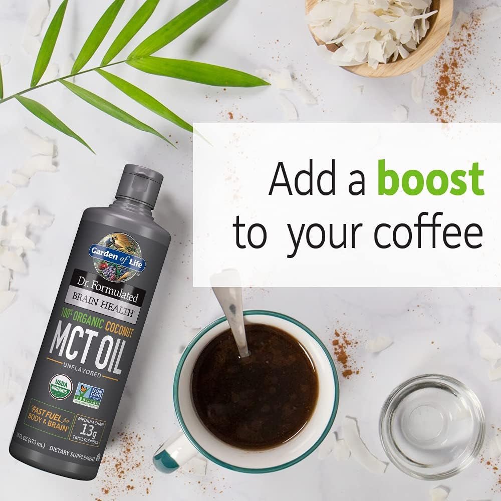 Garden of Life Dr. Formulated Brain Health 100% Organic Coconut MCT Oil 16 Fl Oz Unflavored, - Suppviv