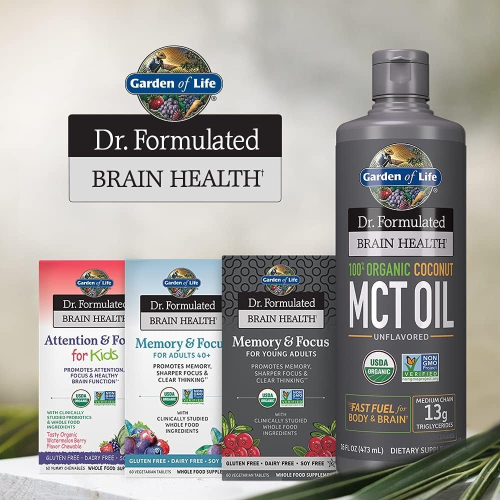 Garden of Life Dr. Formulated Brain Health 100% Organic Coconut MCT Oil 16 Fl Oz Unflavored, - Suppviv