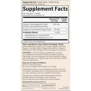 Garden of Life Organics Ashwagandha Stress, Mood & Energy Support Supplement (60 Tablets) - Suppviv