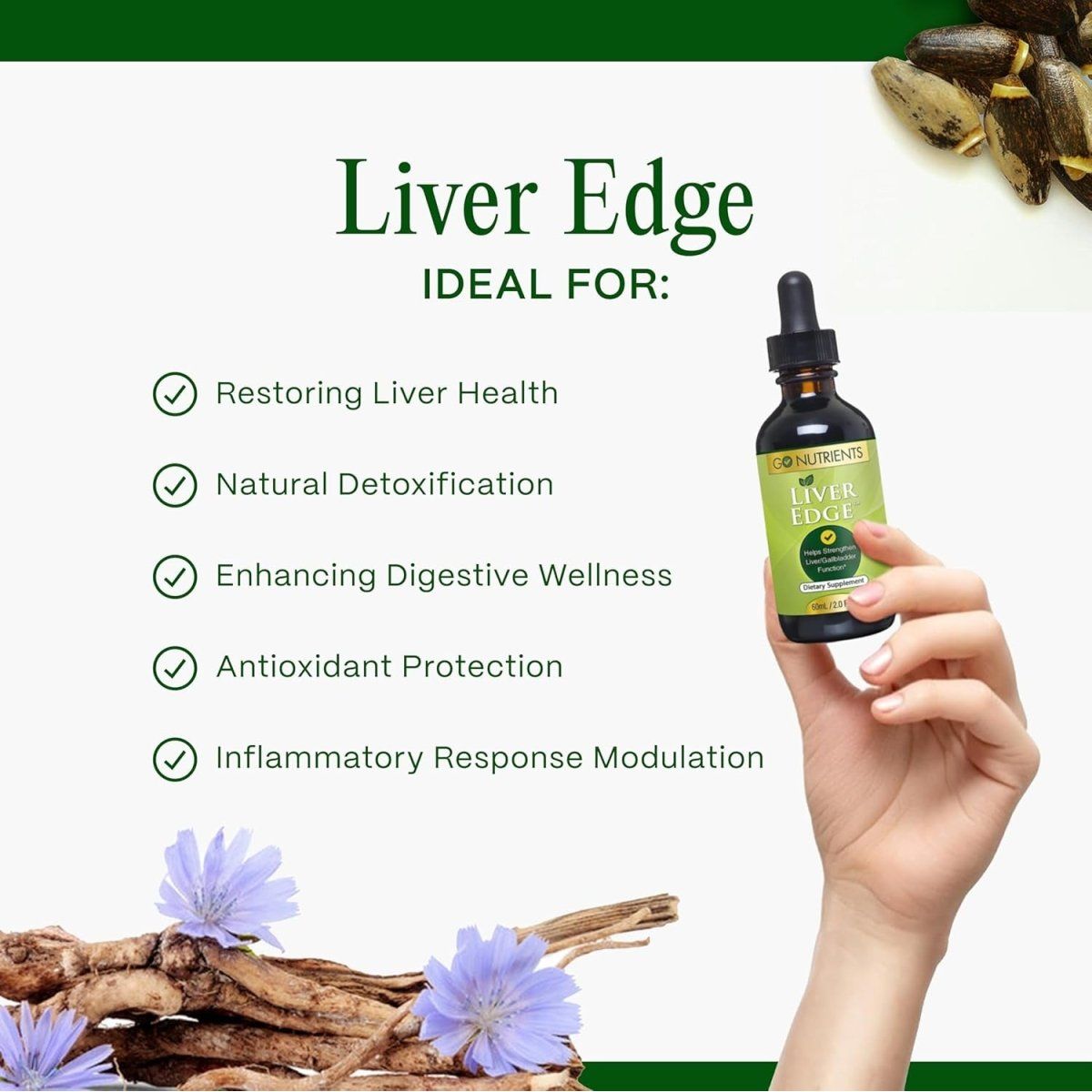 Go Nutrients Liver Edge - Liquid Liver Support Supplement for Liver Cleanse, Detox & Repair (2Oz) - Suppviv