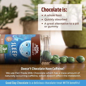 Good Day Chocolate Melatonin - Adult Natural Sleep Aid Supplement 80 Count - Suppviv