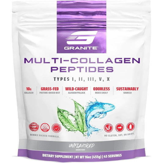 Granite Supplements Collagen Peptides Powder - Hair Skin and Nails Vitamins 16Oz - Suppviv