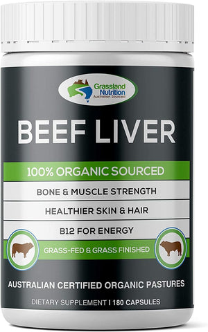 Grass Fed Beef Liver 100% Organic Sourced (180 Capsules) - Suppviv