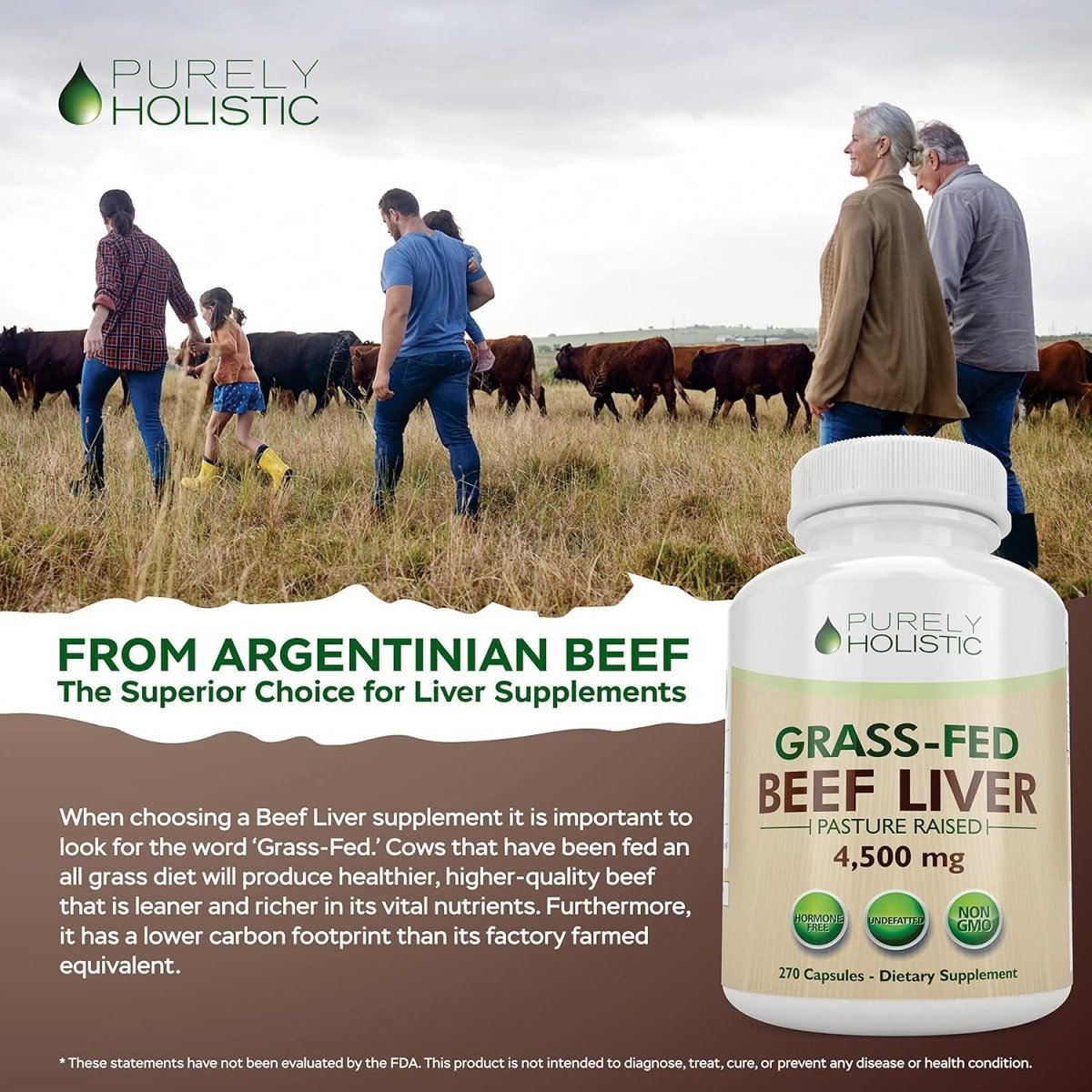 Grass Fed Beef Liver Capsules 4500Mg - 270 Capsules - Suppviv