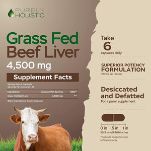 Grass Fed Beef Liver Capsules 4500Mg - 270 Capsules - Suppviv