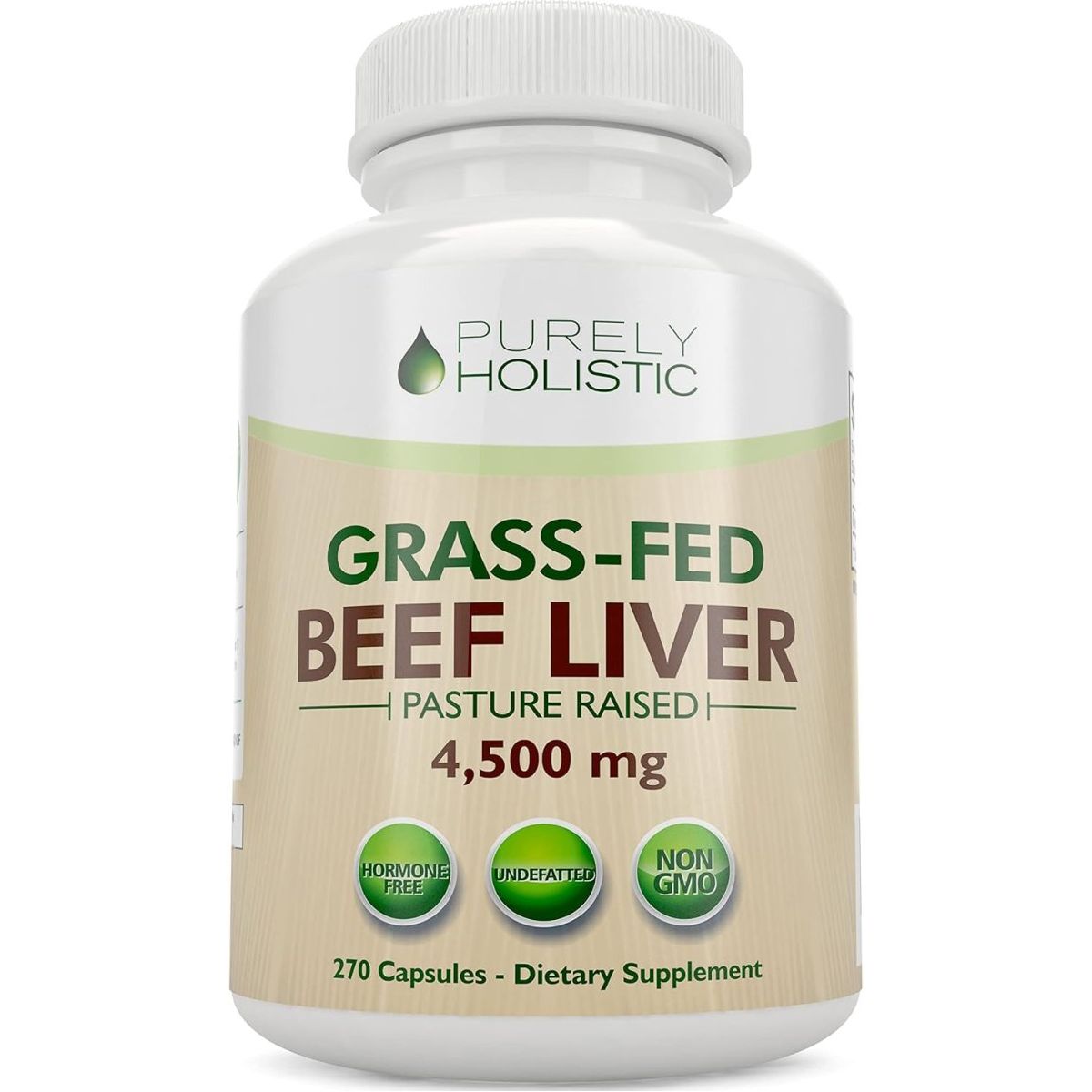 Grass Fed Beef Liver Capsules 4500Mg - 270 Capsules - Suppviv