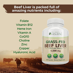 Grass Fed Beef Liver Capsules 4500Mg - 270 Capsules - Suppviv