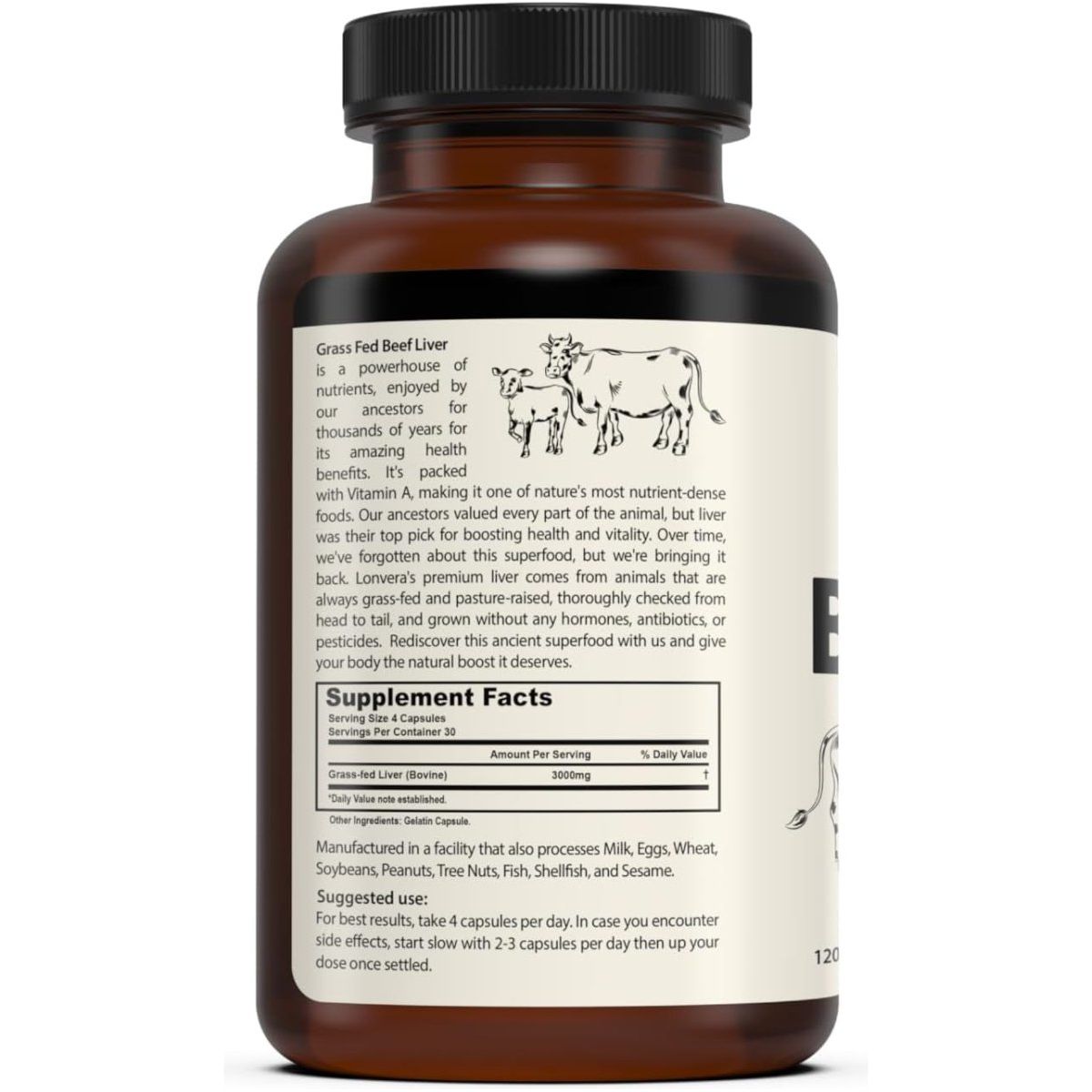 Grass Fed Beef Liver Capsules - Dessicated Liver Supplement 3000 Mg - 120 Count - Suppviv