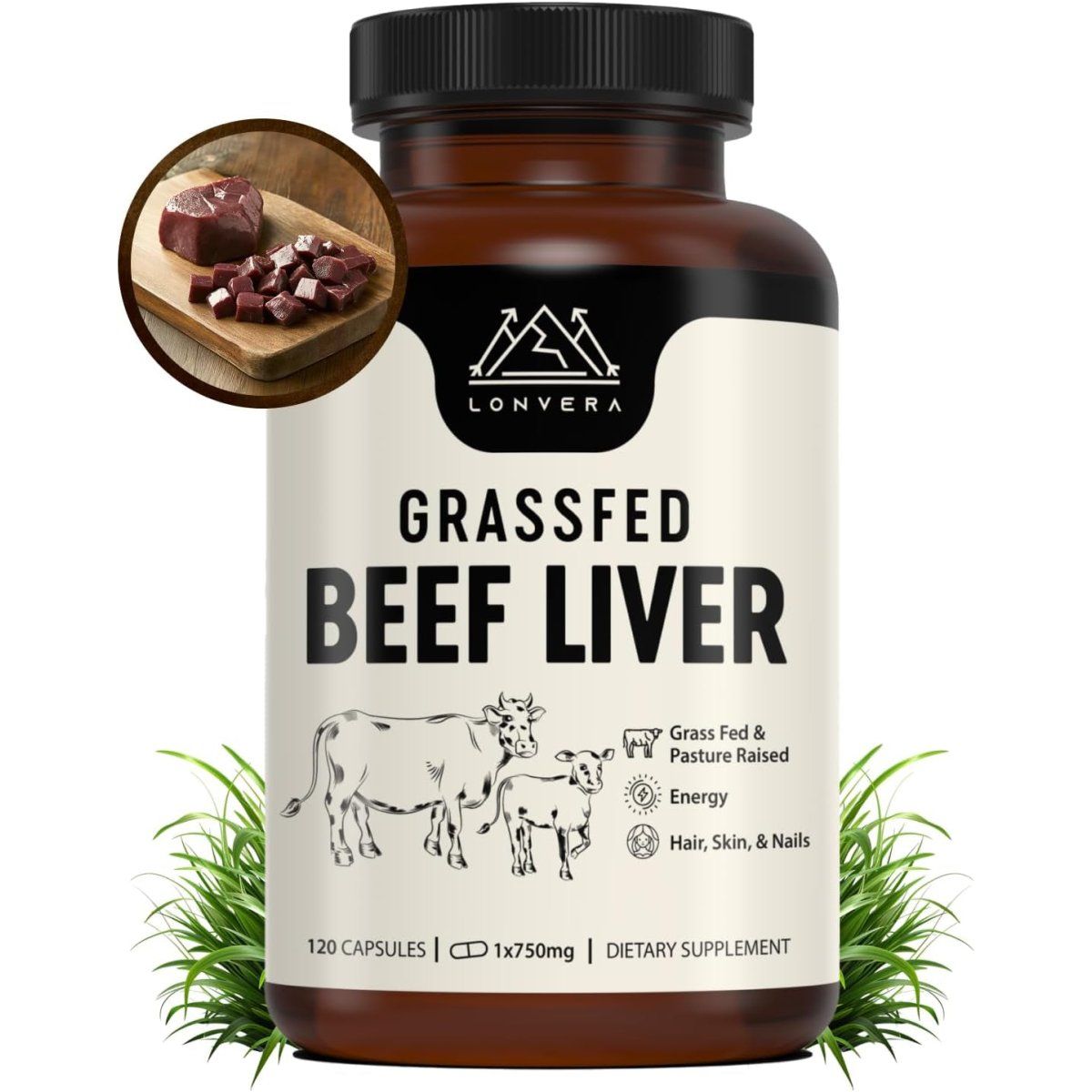 Grass Fed Beef Liver Capsules - Dessicated Liver Supplement 3000 Mg - 120 Count - Suppviv