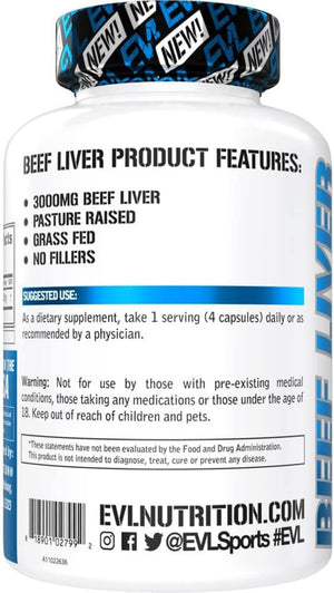 Grass Fed Beef Liver Capsules - Pasture Raised Desiccated 3000Mg (30 Servings) - Suppviv