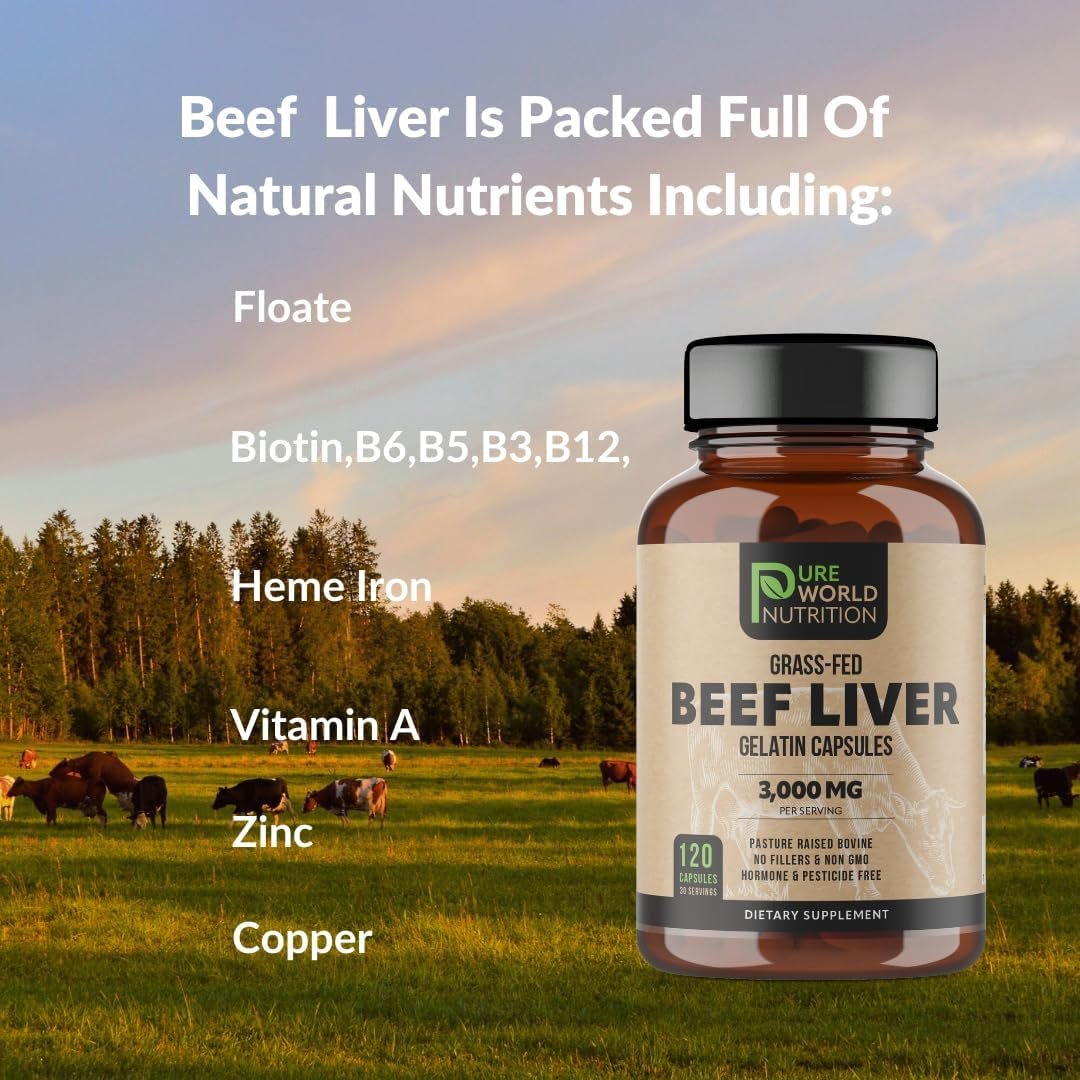 Grass Fed Beef Liver Capsules Supports Energy Production, Aids Full Body Wellness - Suppviv