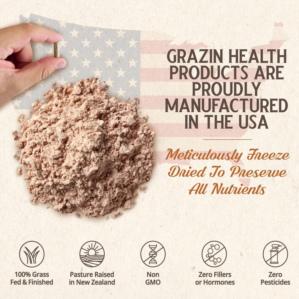 Grass Fed Beef Liver from New Zealand - Freeze Dried 3000Mg (30 Servings) - Suppviv