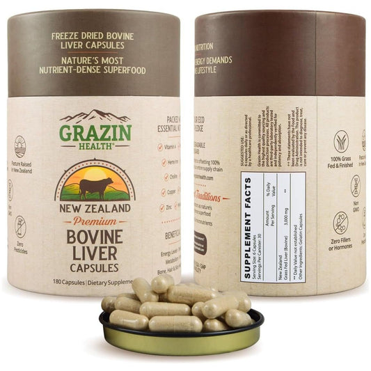 Grass Fed Beef Liver from New Zealand - Freeze Dried 3000Mg (30 Servings) - Suppviv
