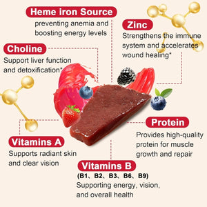 Grass Fed Beef Liver Gummies, Non GMO, Gluten Free, 60 Counts - Suppviv