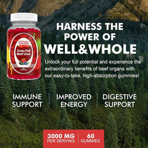 Grass Fed Beef Liver Gummies, Non GMO, Gluten Free, 60 Counts - Suppviv