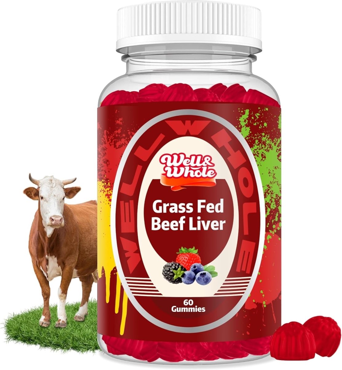 Grass Fed Beef Liver Gummies, Non GMO, Gluten Free, 60 Counts - Suppviv