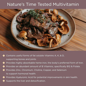 Grass Fed Beef Liver with Reishi & Cordyceps Mushroom, Ginseng, Rhodiola - 4500Mg (180 Capsules) - Suppviv