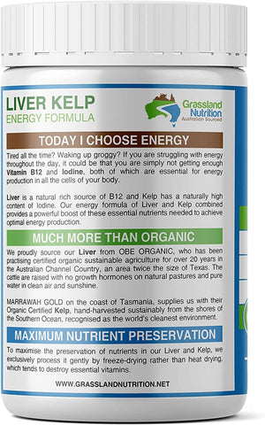 Grass Fed Beef Liver with Wild Harvested Kelp 100% Organically/Halal (180 Capsules) - Suppviv