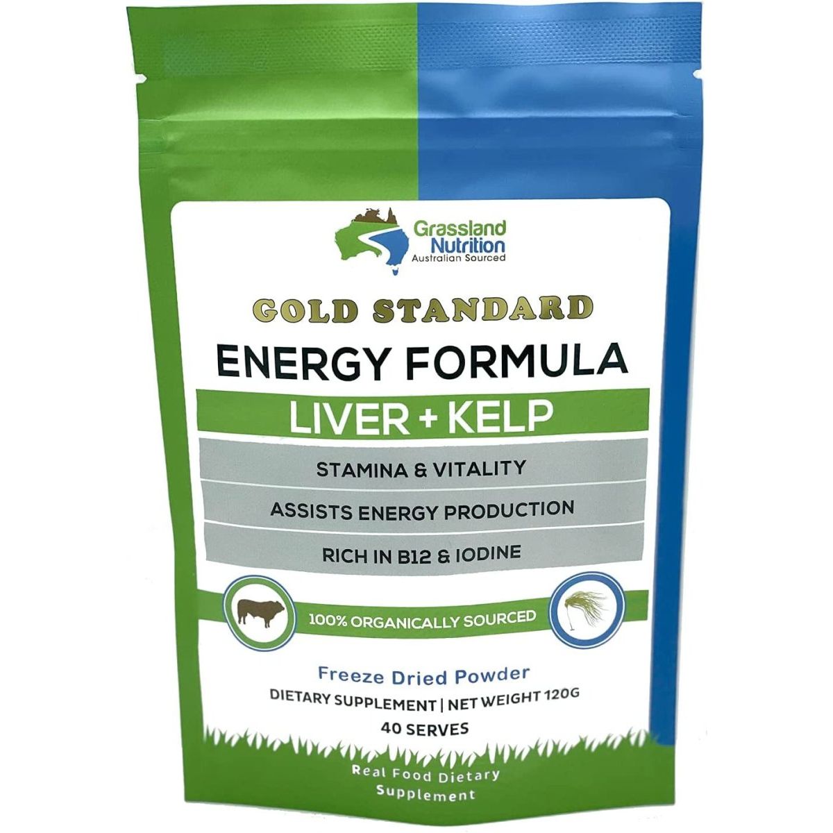 Grass Fed Beef Liver with Wild Harvested Kelp Energy Formula (120G Powder) - Suppviv