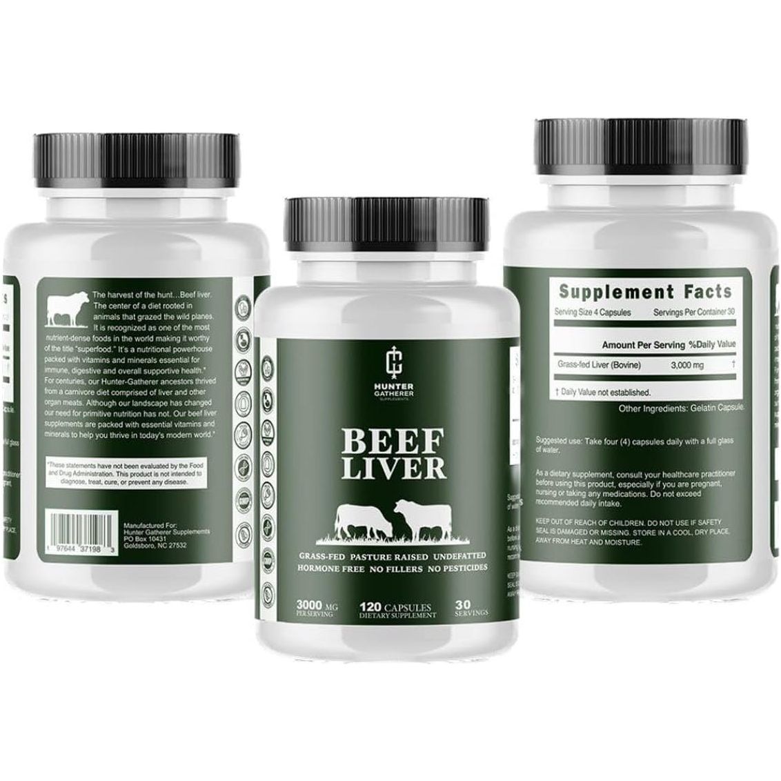 Grass Fed Desiccated Beef Liver Capsules | 120 Count | 3,000 Mg per Serving | 30 Servings - Suppviv