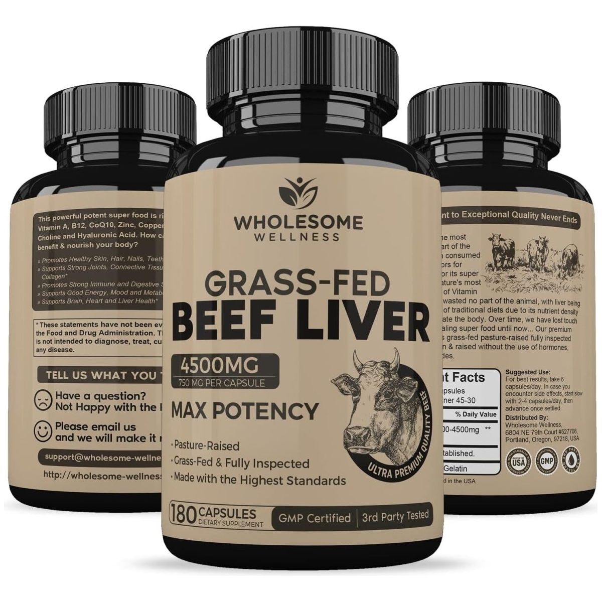 Grass Fed Desiccated Beef Liver Capsules 180 Pills 750Mg - Suppviv