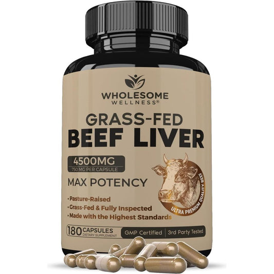 Grass Fed Desiccated Beef Liver Capsules 180 Pills 750Mg - Suppviv