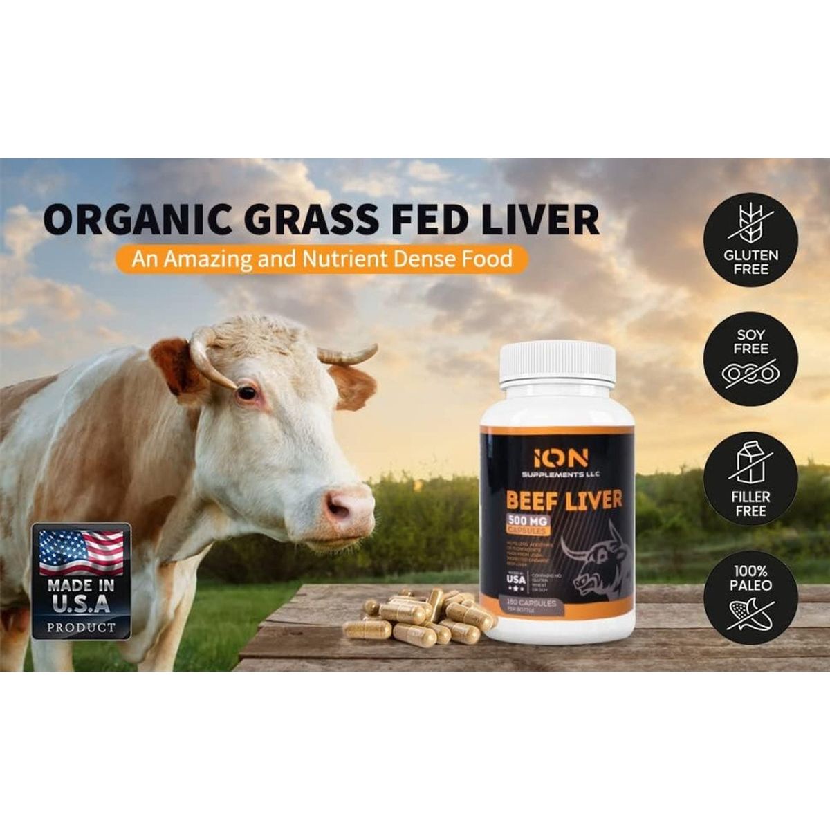 Grass Fed Organic Beef Liver 180 Capsule 1 PACK - Suppviv