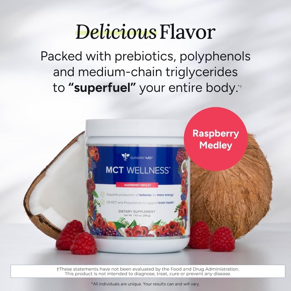 Gundry MD MCT Wellness Powder to Support Energy, Ketone Production and Brain Health,(30 Servings) - Suppviv