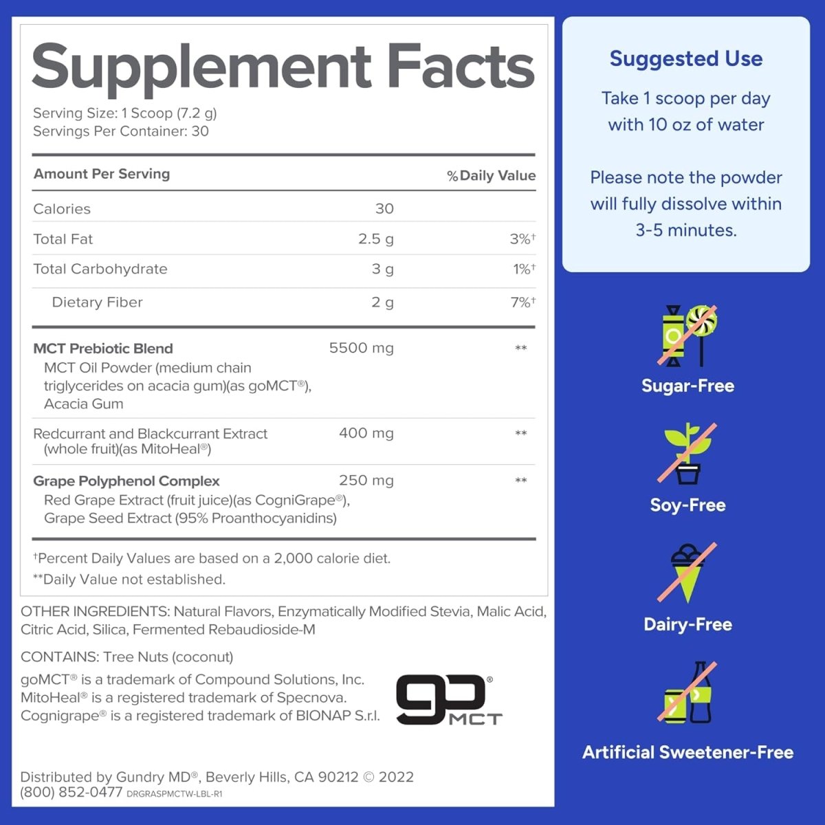 Gundry MD MCT Wellness Powder to Support Energy, Ketone Production and Brain Health,(30 Servings) - Suppviv