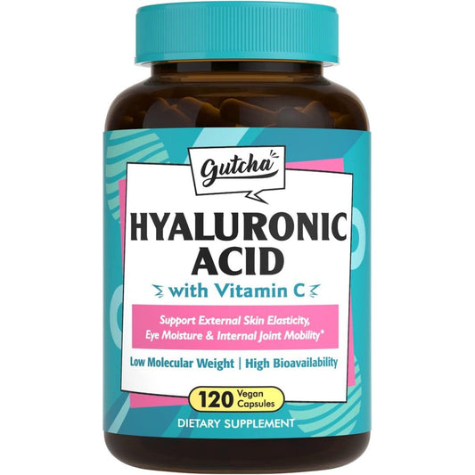 Gutcha Hyaluronic Acid, Ultra Strength with Vitamin C, Low Molecular Weight, Anti - Aging Formula 120 Caps - Suppviv