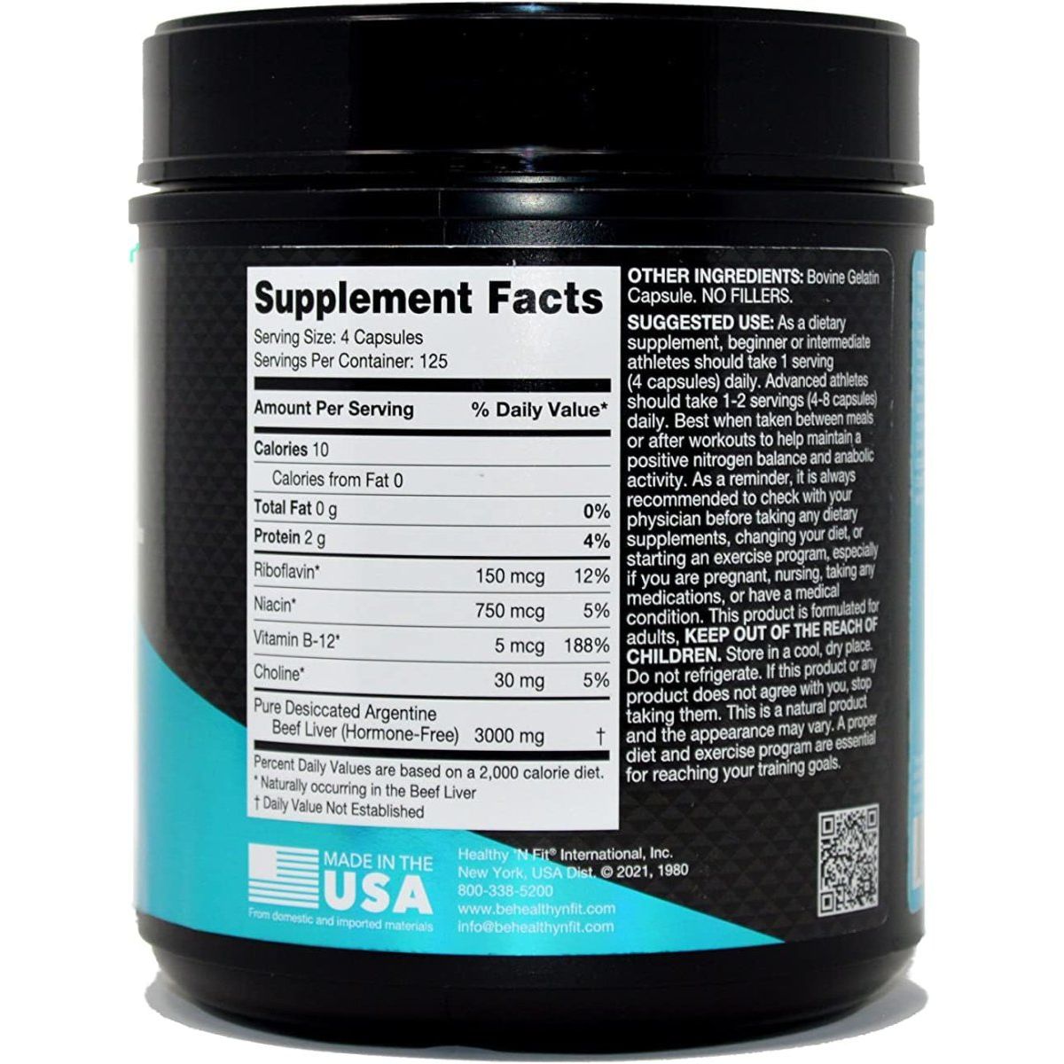 Healthy 'N Fit Triple Potency Desiccated Beef Liver (500 Capsules) - Suppviv