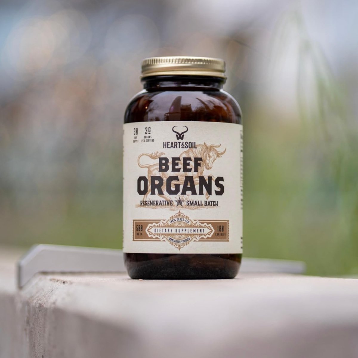 HEART & SOIL Beef Organs Complex — Grass Fed Liver,Heart,Kidney,Pancreas,and Spleen (180 Capsules) - Suppviv