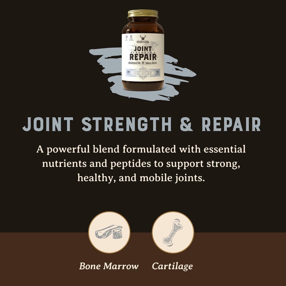 HEART & SOIL Grass Fed Joint Support Supplement 180 Capsules 1 PACK - Suppviv