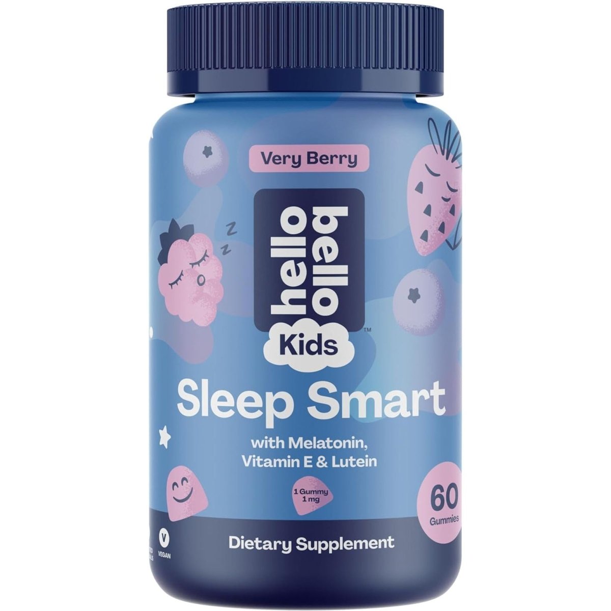 Hello Bello Kids’ Sleep Smart Vegan Gummies with 1Mg Melatonin - Very Berry - 60Ct - Suppviv