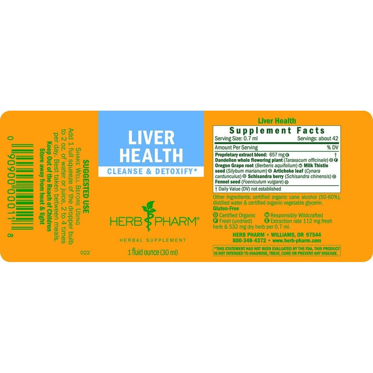 Herb Pharm Liver Health Herbal Formula for Liver and Gallbladder Support - 1 Ounce - Suppviv