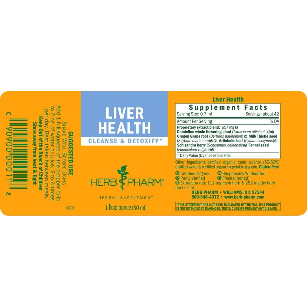 Herb Pharm Liver Health Herbal Formula for Liver and Gallbladder Support - 1 Ounce - Suppviv