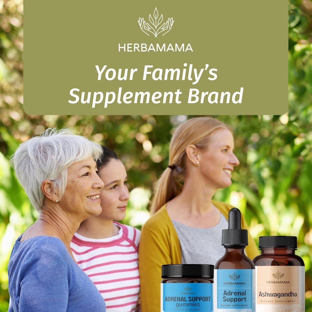 HERBAMAMA Adrenal Support Drops - Pure Ashwagandha and Rhodiola Rosea Adrenal Extracts for Vegan Energy Support - Suppviv