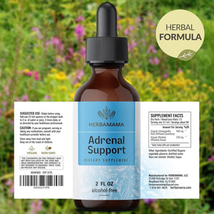 HERBAMAMA Adrenal Support Drops - Pure Ashwagandha and Rhodiola Rosea Adrenal Extracts for Vegan Energy Support - Suppviv