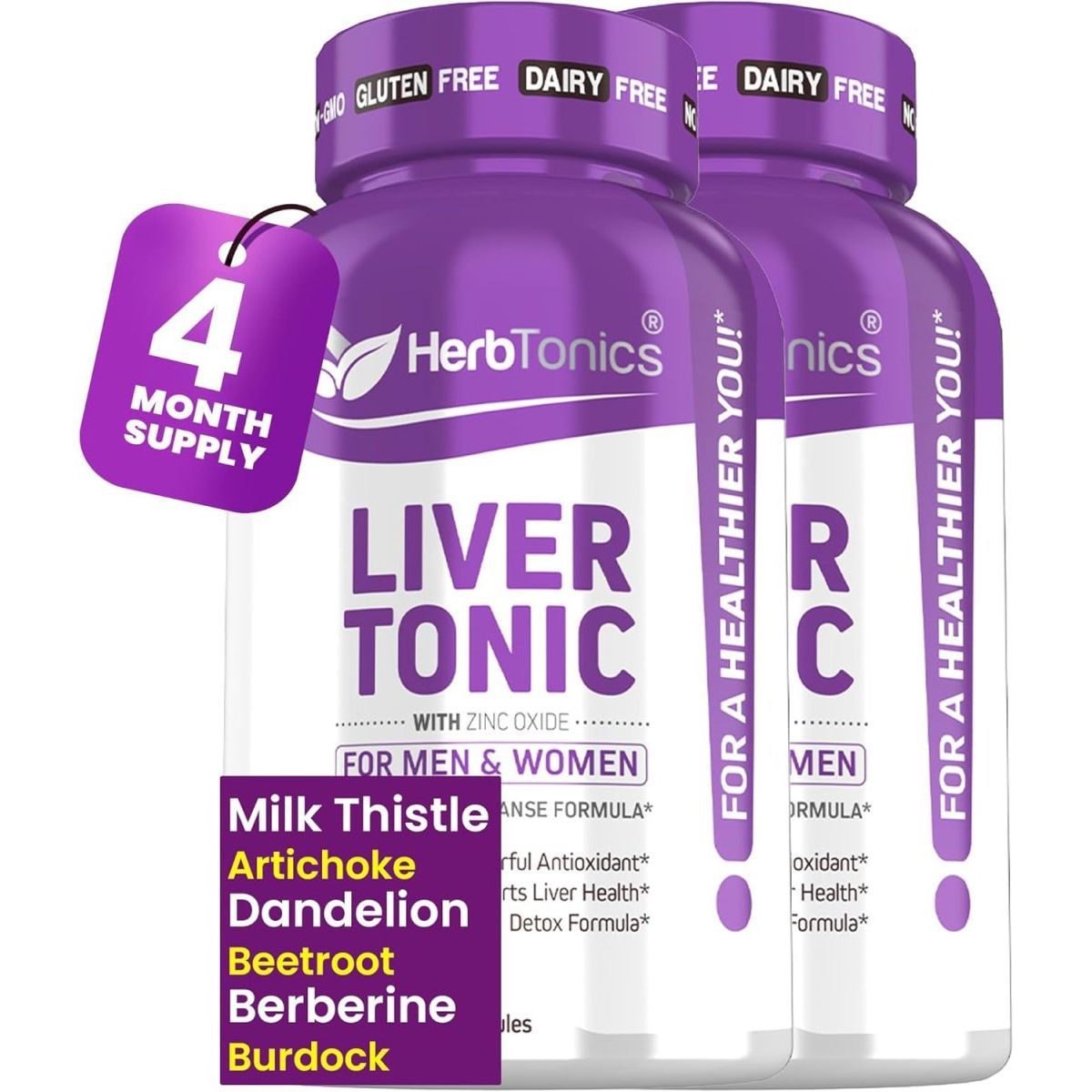 Herbtonics Liver Cleanse Detox & Repair | 20 - In - 1 Liver Detox Complex - 240 Vegan Capsules - Suppviv