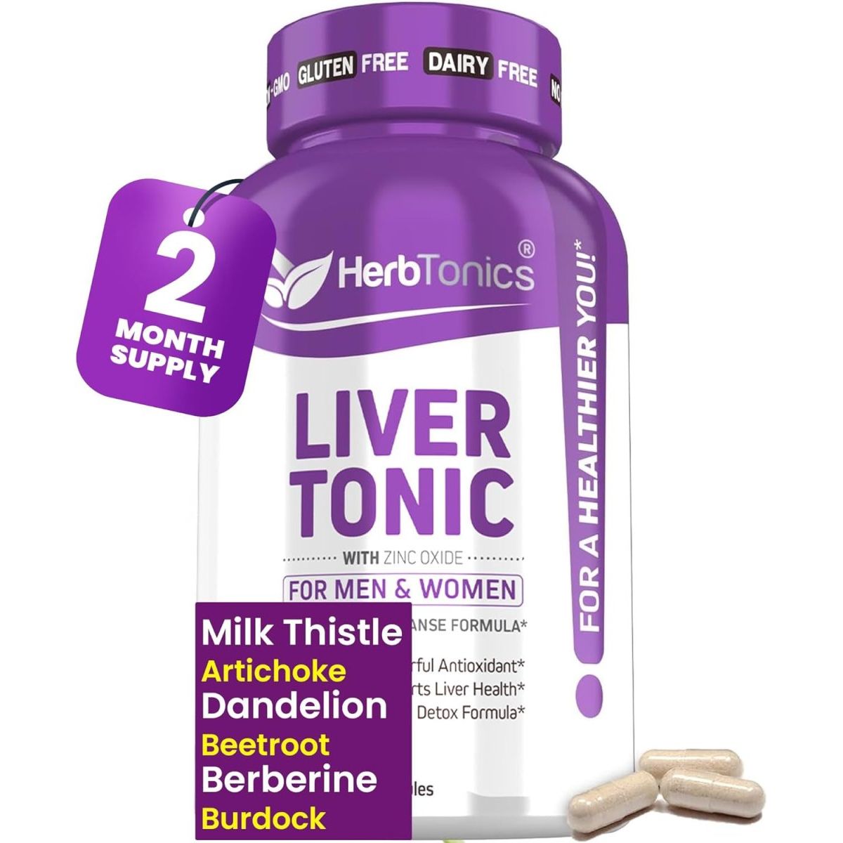 Herbtonics Liver Cleanse Detox & Repair Milk Thistle 120 Capsules - Suppviv