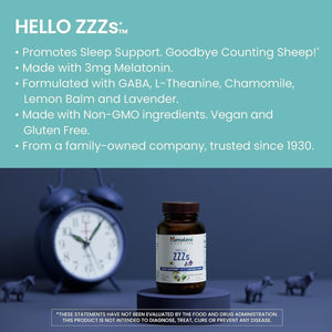 Himalaya Hello Zzzs with GABA, L - Theanine and Melatonin 3Mg 60 Capsules - Suppviv