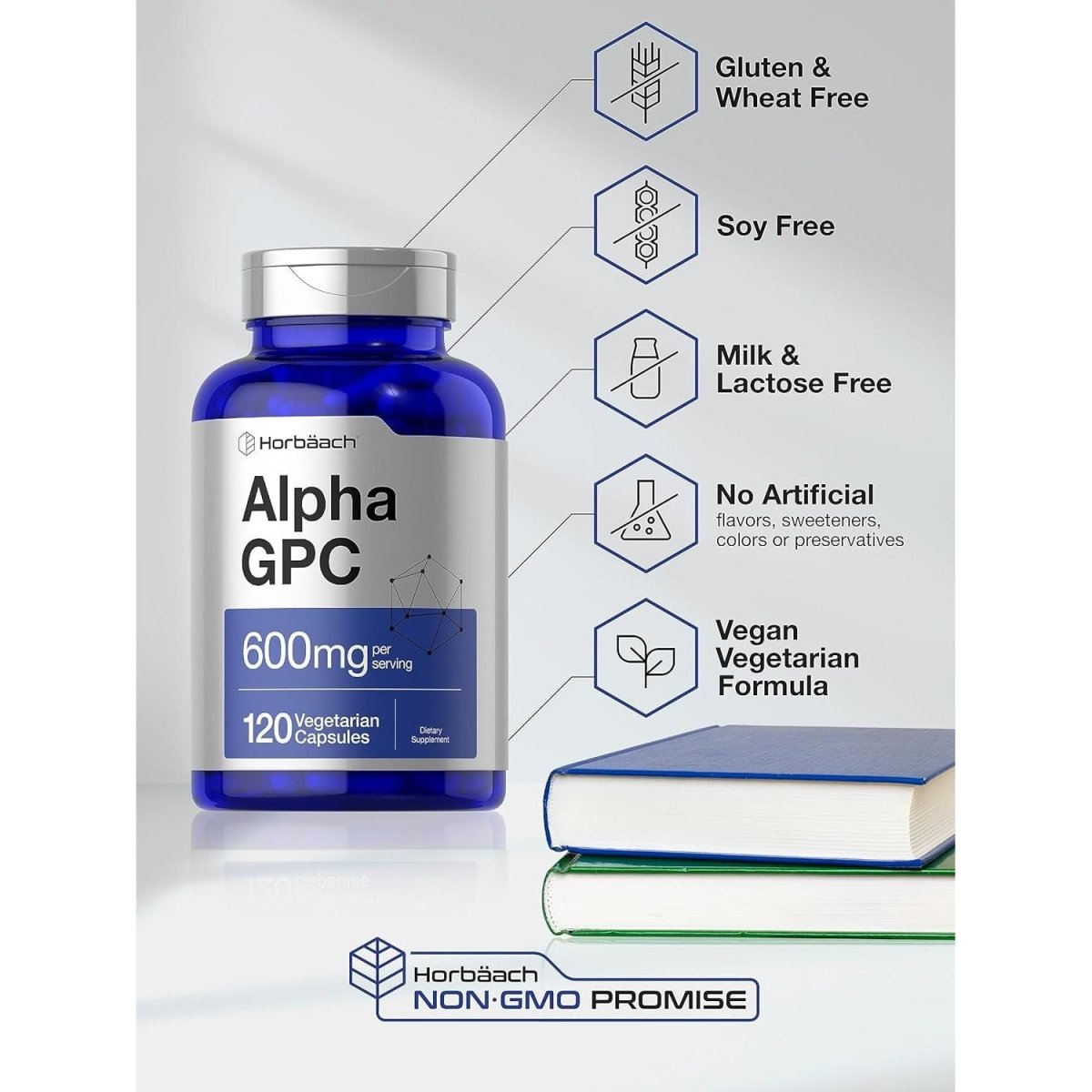 Horbäach Alpha GPC 600Mg | 120 Capsules | Choline Supplement | Supports Healthy Memory, Focus and Clarity - Suppviv