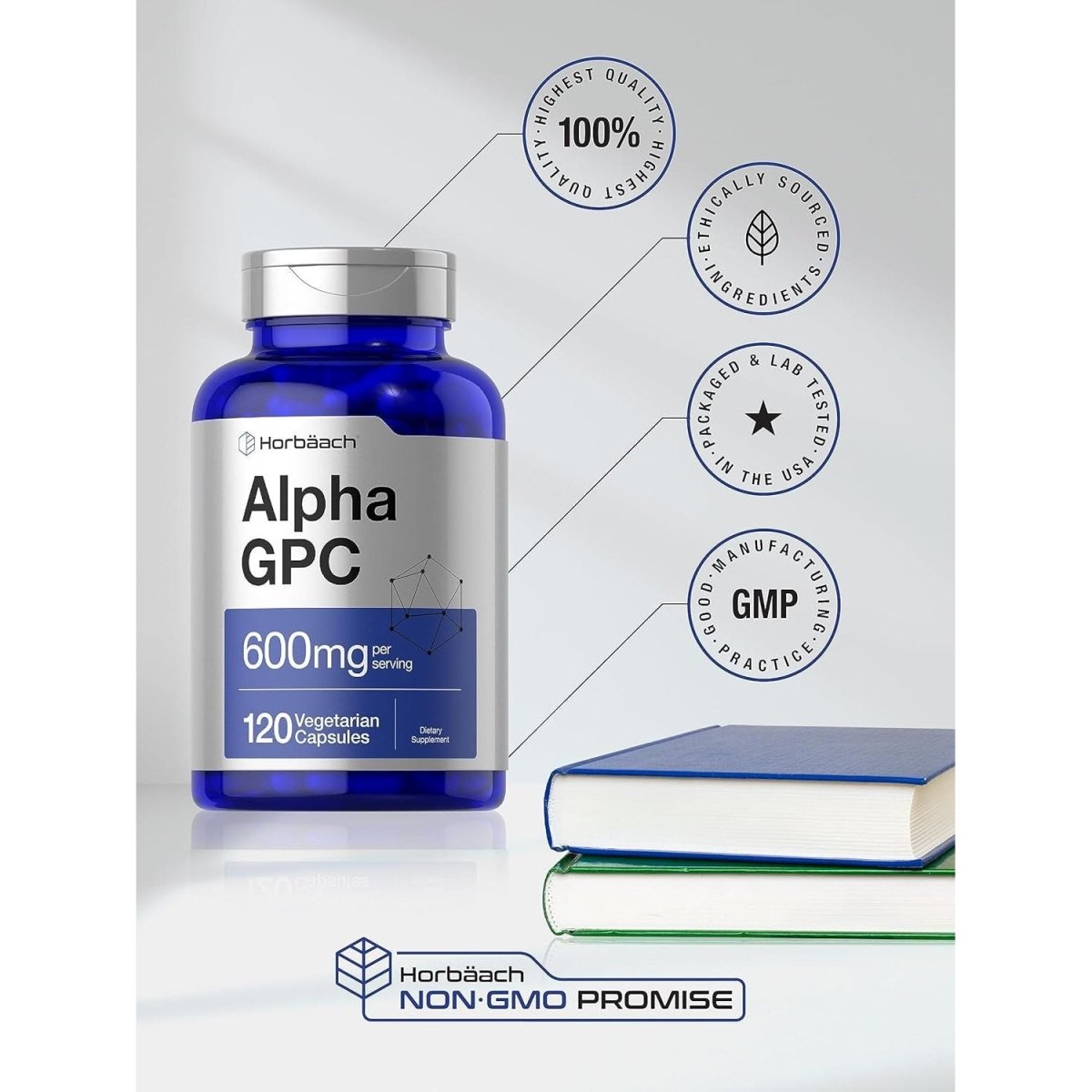 Horbäach Alpha GPC 600Mg | 120 Capsules | Choline Supplement | Supports Healthy Memory, Focus and Clarity - Suppviv