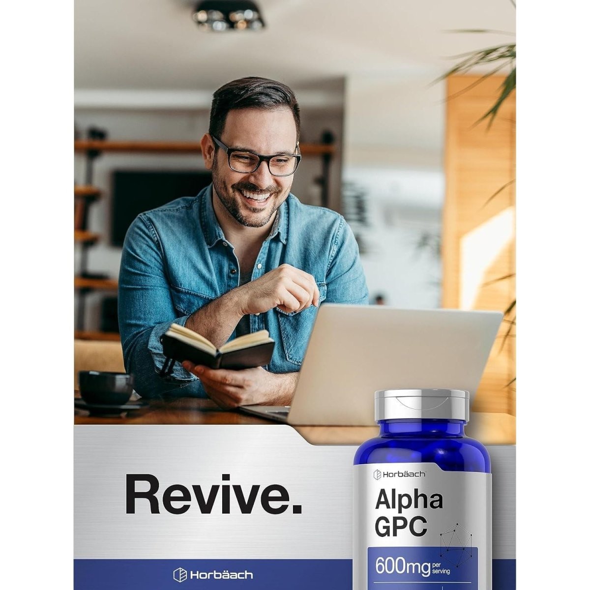 Horbäach Alpha GPC 600Mg | 120 Capsules | Choline Supplement | Supports Healthy Memory, Focus and Clarity - Suppviv