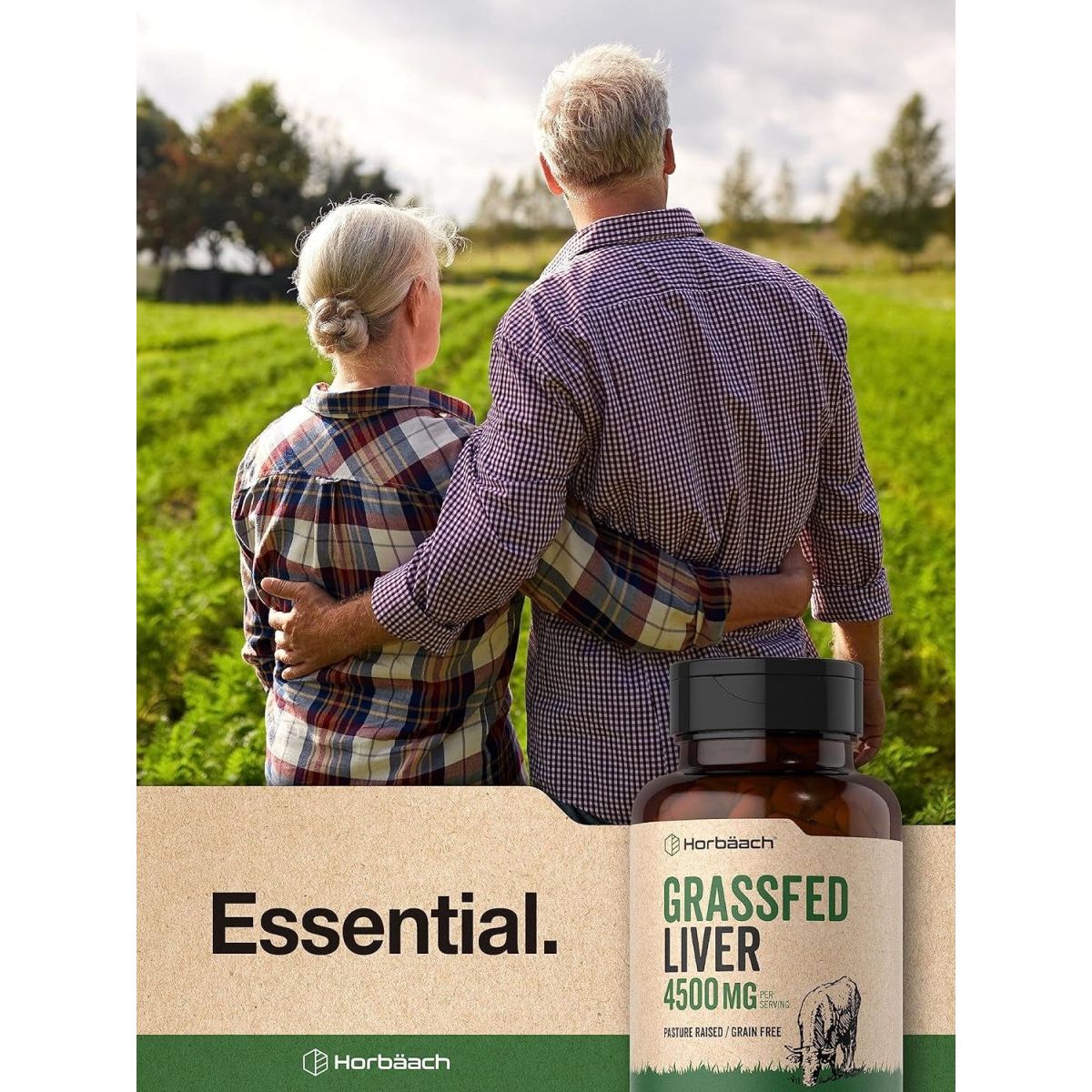 Horbäach Grass Fed Beef Liver Supplement 4500Mg 90 Capsules - Suppviv