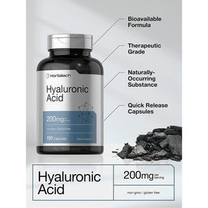 Horbäach Hyaluronic Acid Supplement | 200 Mg | 150 Capsules | Non - Gmo and Gluten Free Supplement - Suppviv