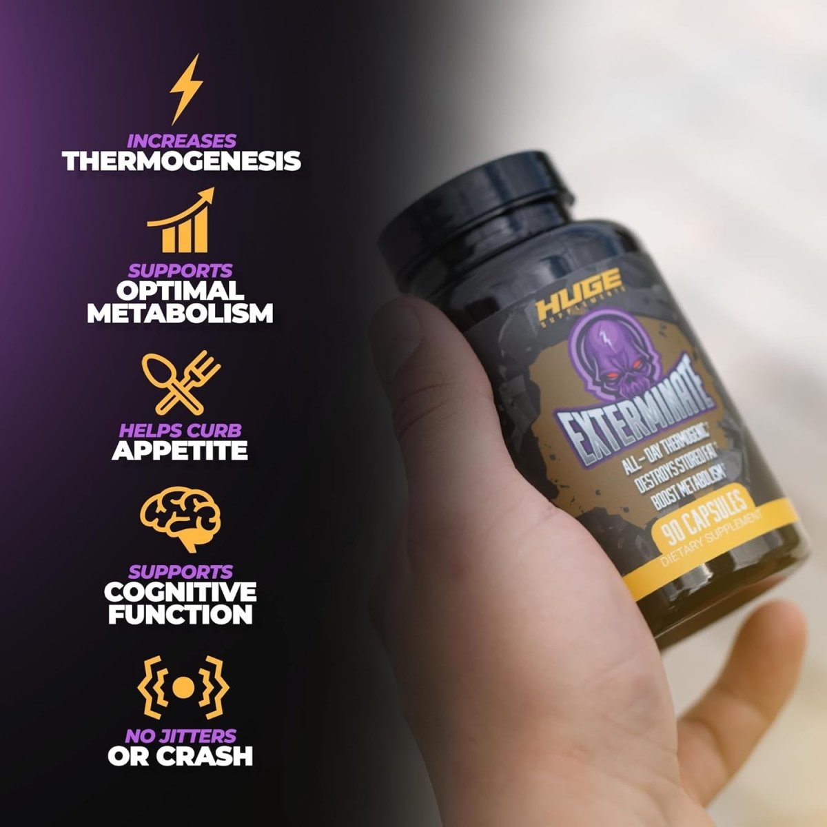 Huge Supplements Exterminate Thermogenic Fat Burner & Weight Loss for Men & Women 1 PACK - Suppviv