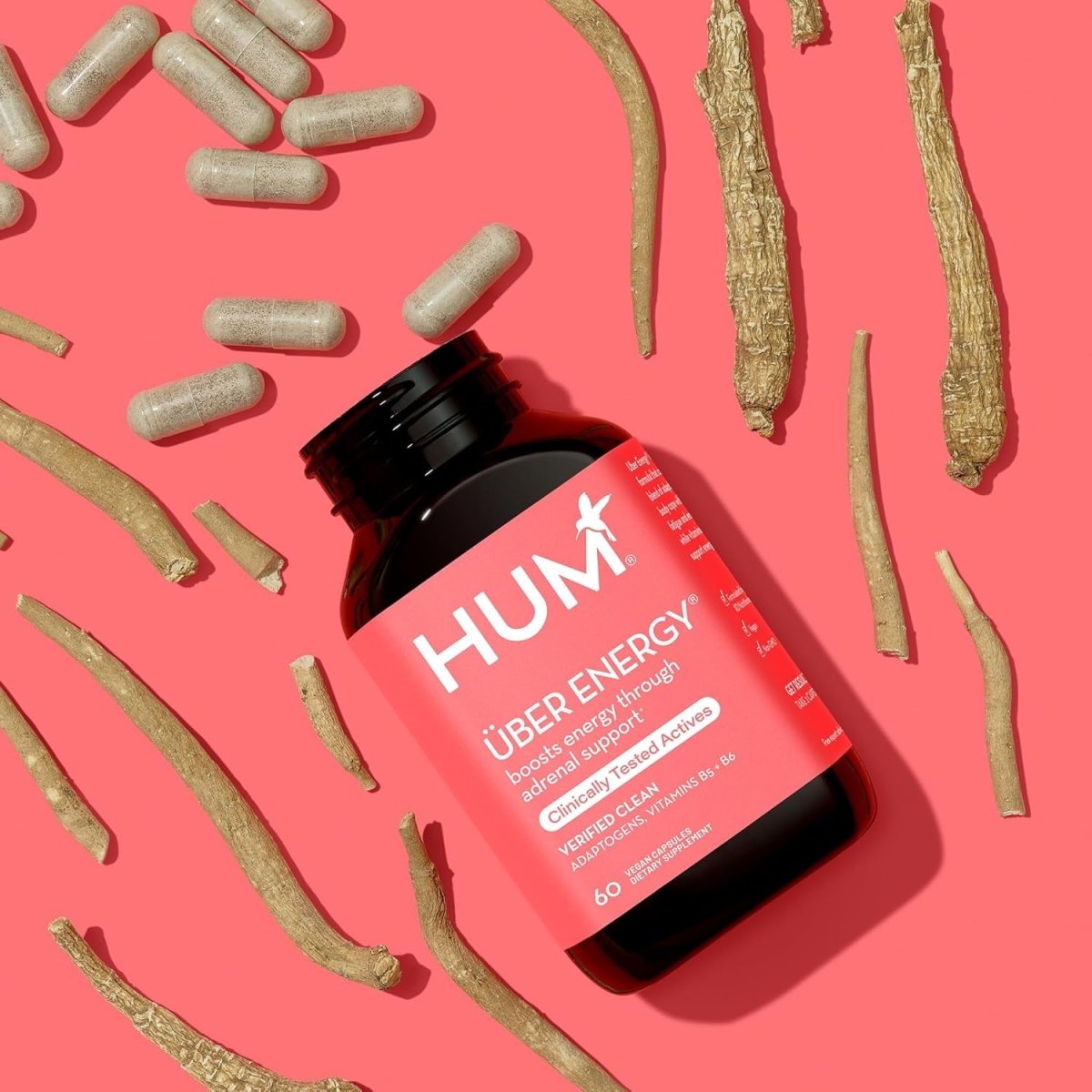 HUM Uber Energy - Adrenal & Energy Support Supplement with Ashwagandha Root & B Vitamins - (60 - Count) - Suppviv