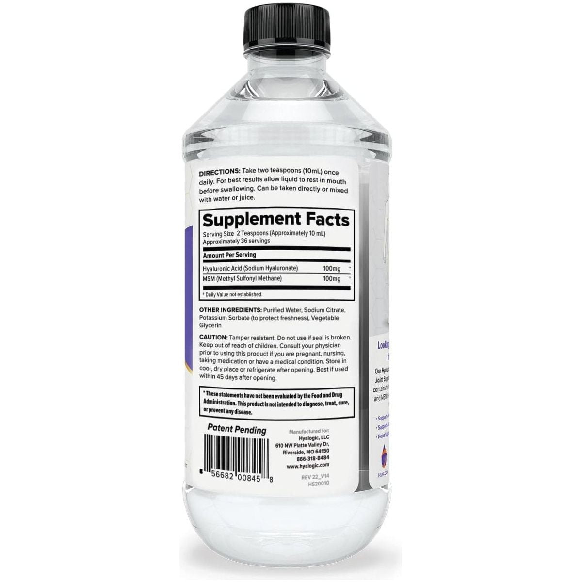 Hyalogic Hyaluronic Acid Joint Support Supplement (12 Oz) Advanced Formula Joint Supplement - Suppviv