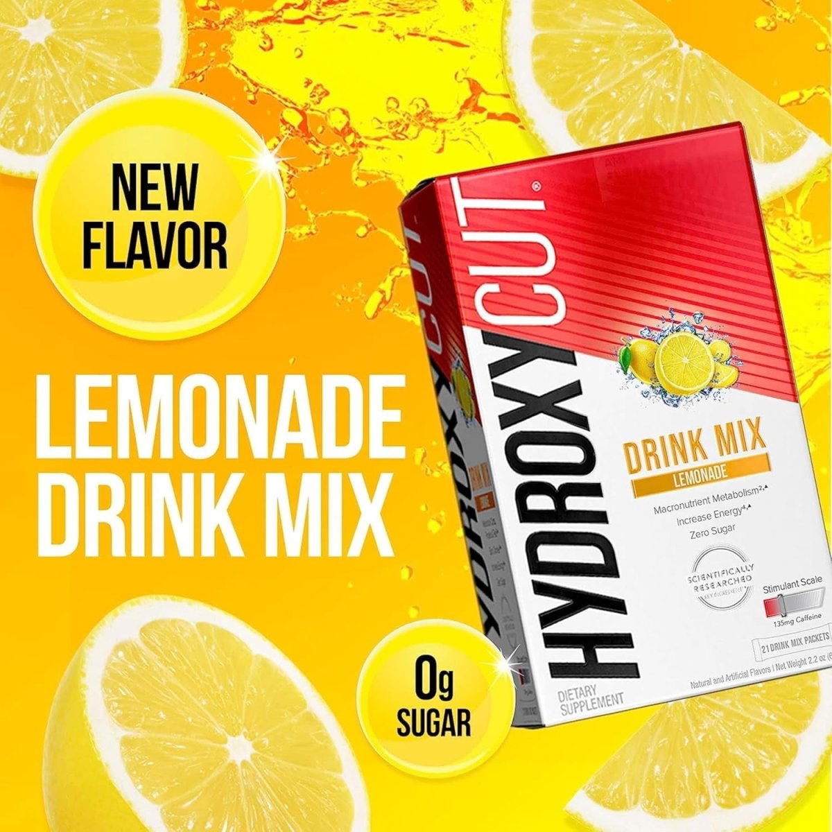 Hydroxycut Drink Mix, Lemonade - Boost Metabolism, Burn Calories, Increase Energy (21 Packets) - Suppviv